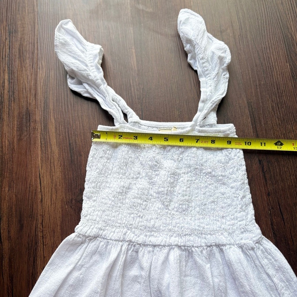 Seaspice Resort Wear White Peruvian Cotton Smocked Ruffle Strap Mini Dress Med - Picture 5 of 8
